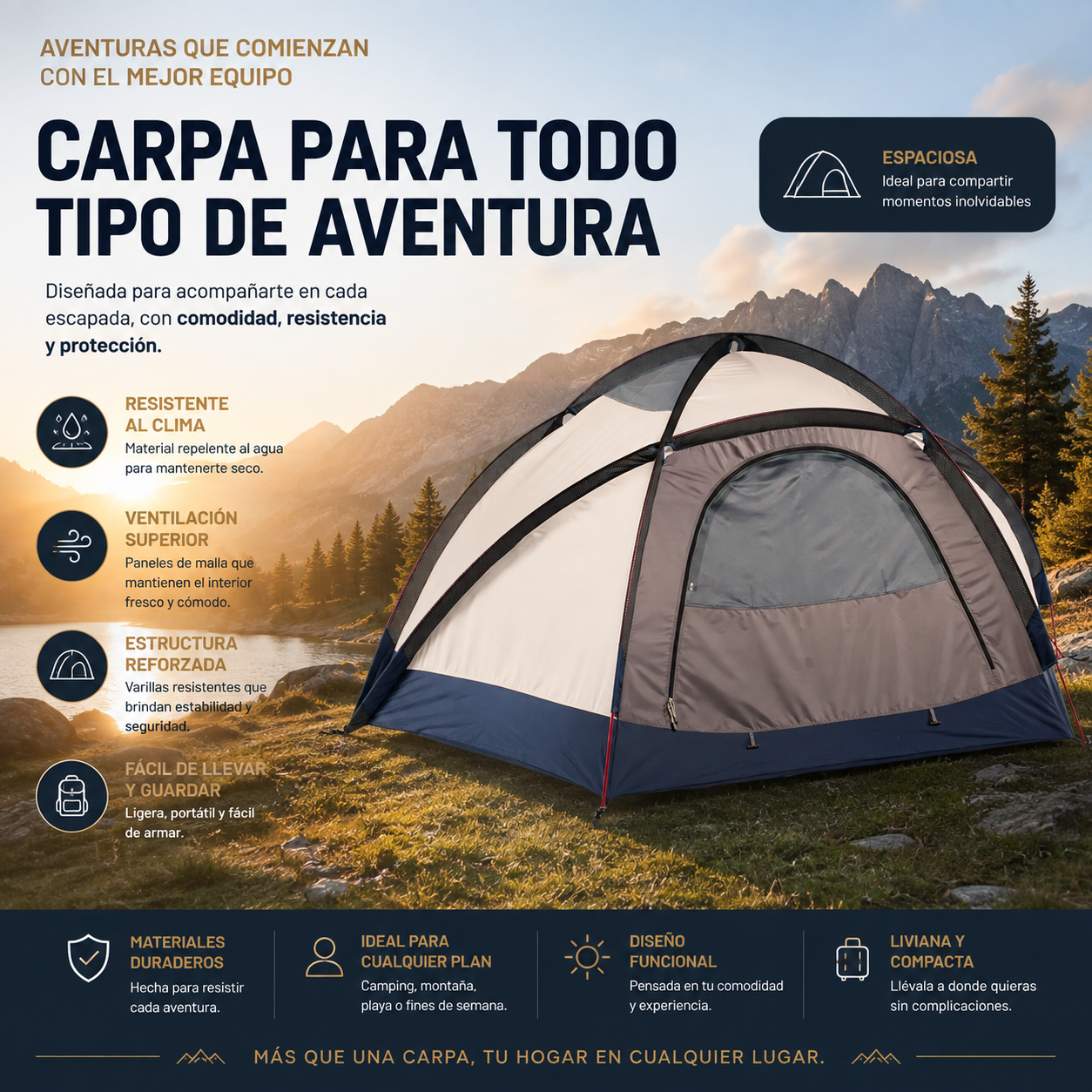 Espacio amplio para descansar con total comodidad