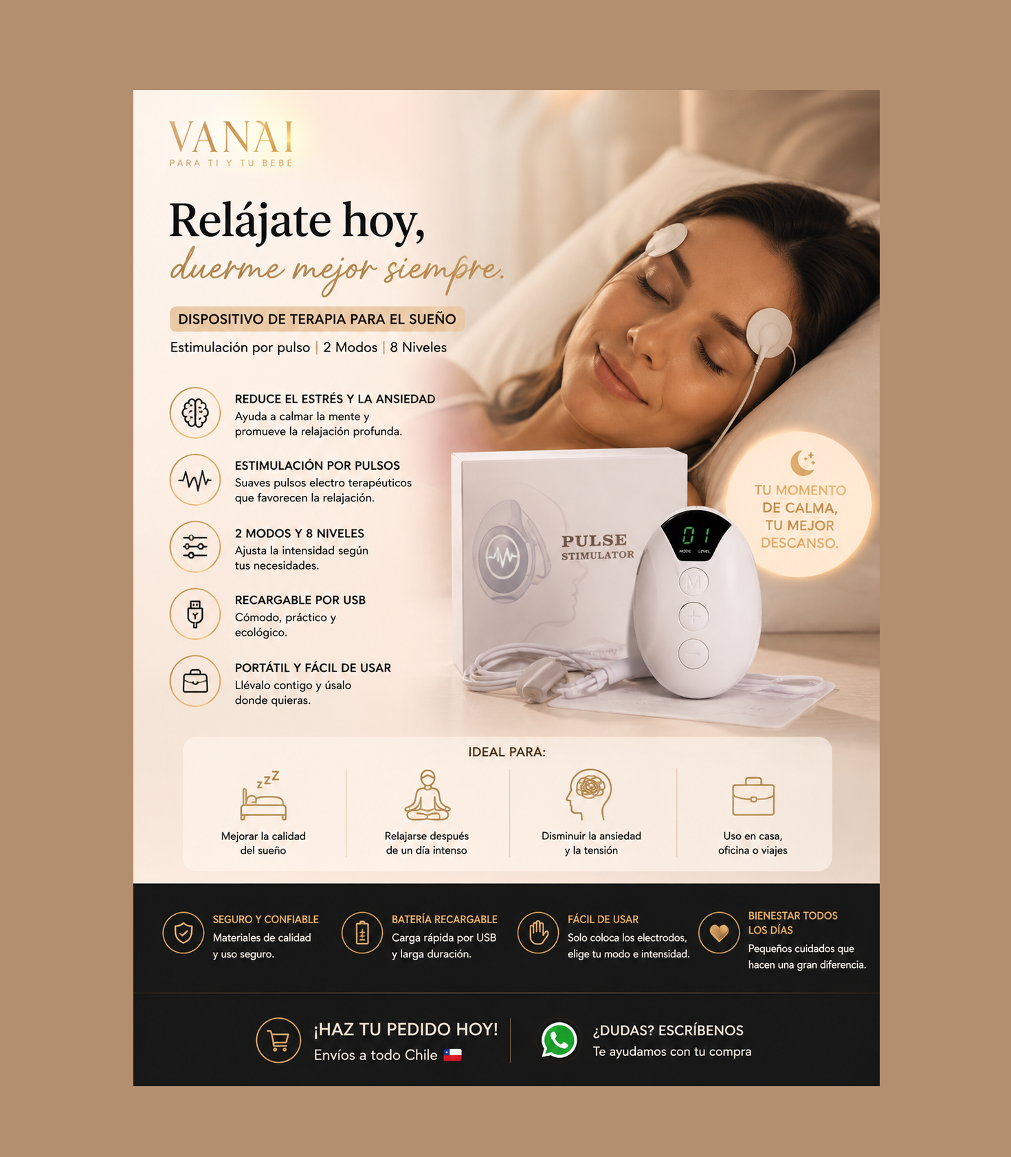 SleepPulse™ | Dispositivo Inteligente para Relajación y Descanso.